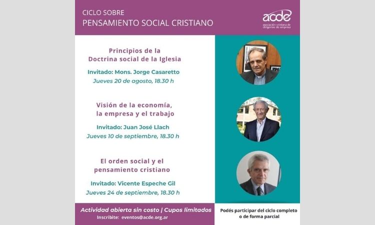 Comienza el ciclo sobre Pensamiento Social Cristiano organizado por ACDE Comienza el ciclo sobre Pensamiento Social Cristiano organizado por ACDE