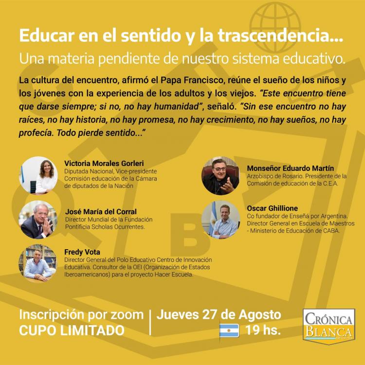 La Educación, tema del próximo encuentro virtual de Crónica Blanca La Educación, tema del próximo encuentro virtual de Crónica Blanca