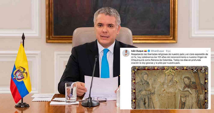 Ordenan al presidente colombiano que retire un tuit donde menciona a la Virgen Ordenan al presidente colombiano que retire un tuit donde menciona a la Virgen