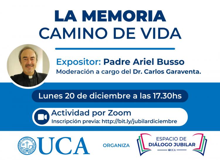 El Pbro. Ariel Busso brindará la charla "La memoria. Camino de vida" El Pbro. Ariel Busso brindará la charla "La memoria. Camino de vida"