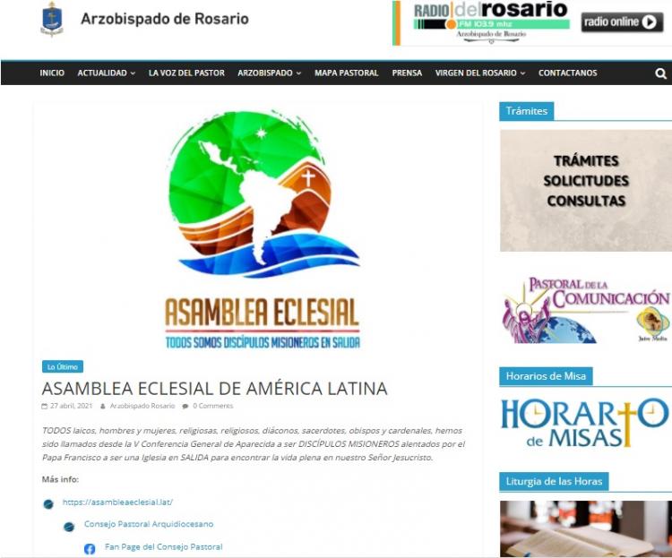 La arquidiócesis de Rosario se une a la Asamblea Eclesial a través de sus medios La arquidiócesis de Rosario se une a la Asamblea Eclesial a través de sus medios