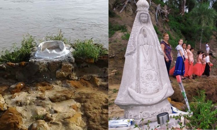 La imagen vandalizada de la Virgen de Itatí fue repuesta por la comunidad La imagen vandalizada de la Virgen de Itatí fue repuesta por la comunidad