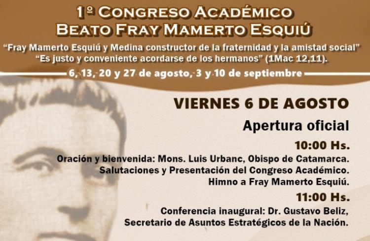 Primer Congreso Académico camino a la beatificación de Esquiú Primer Congreso Académico camino a la beatificación de Esquiú