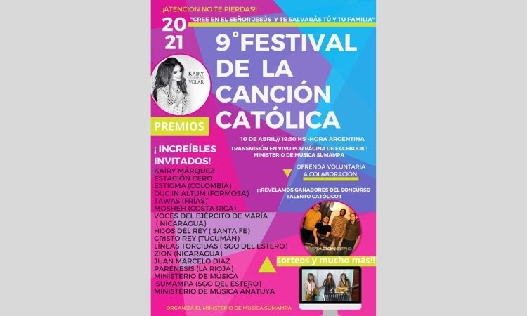 Se llevará a cabo en Santiago del Estero el 9° Festival de la Canción Católica Se llevará a cabo en Santiago del Estero el 9° Festival de la Canción Católica