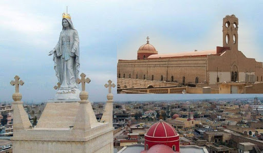 Una estatua de la Virgen en la iglesia profanada por los yihadistas Una estatua de la Virgen en la iglesia profanada por los yihadistas