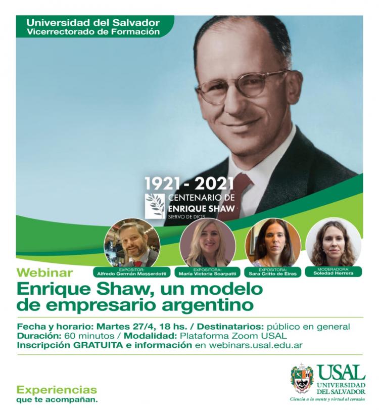 USAL: Charla virtual sobre Enrique Shaw, modelo de empresario argentino USAL: Charla virtual sobre Enrique Shaw, modelo de empresario argentino
