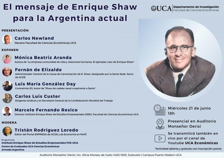 Charla: 'El mensaje de Enrique Shaw para la Argentina actual' Charla: 'El mensaje de Enrique Shaw para la Argentina actual'