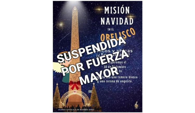 Suspenden la 'Misión Navidad' prevista en el Obelisco